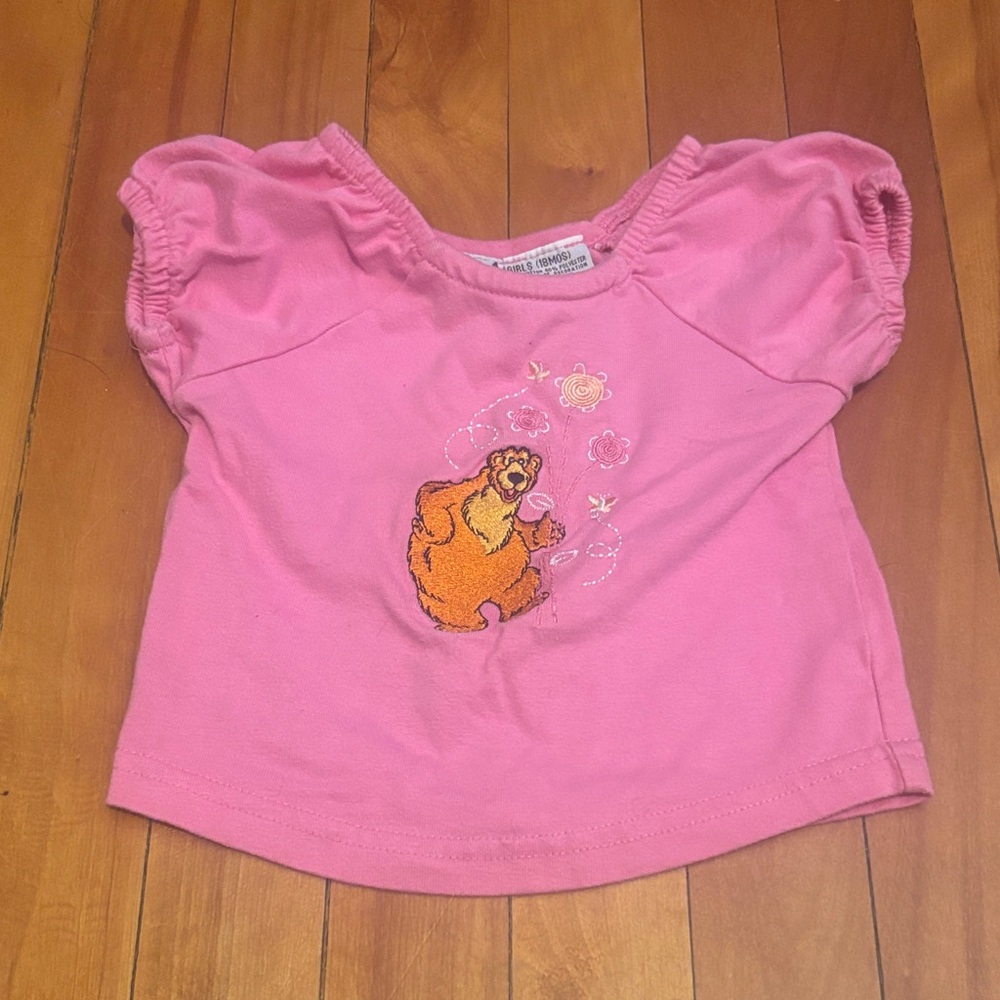 Pink Kids Shirt with Bear Design
